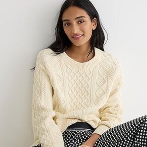 J Crew Cotton Cable Knit Fisherman Sweater Womens Size Small